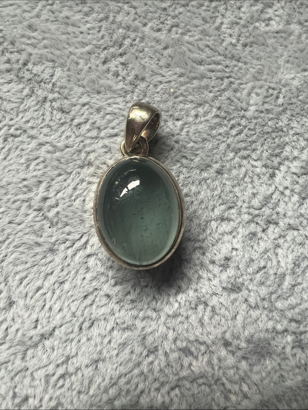 Sterling Silver Aquamarine Oval Pendant Necklace Charm